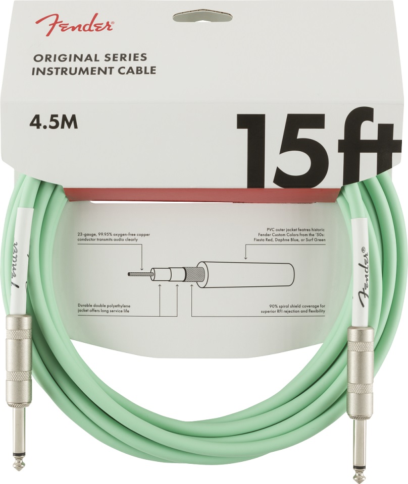 Fender Cable Instrumento Original 15 pies (4.5 m) Recto - Surf Green