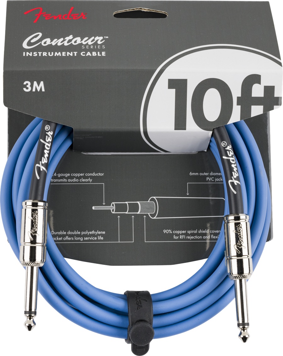 Fender Cable Contour 10 pies (3.0 m) Recto - Lake Placid Blue